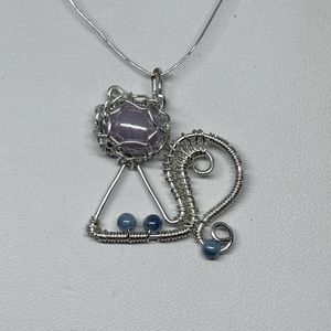 Handmade silver cat necklace